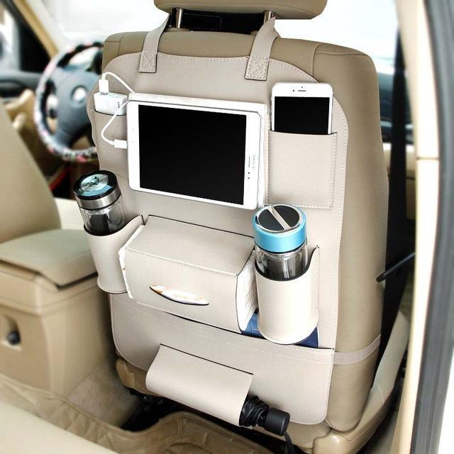 Premium Leather Car Seat Organizer